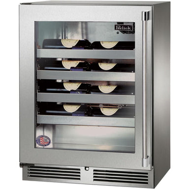 HH24WS-4-3LL Perlick Signature Series Shallow Depth 18" Depth Indoor Wine Reserve with stainless steel glass door, hinge left, with lock-1