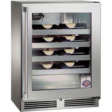 HH24WS-4-3RL Perlick Signature Series Shallow Depth 18" Depth Indoor Wine Reserve with stainless steel glass door, hinge right, with lock-1