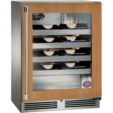 HH24WS-4-4RL Perlick Signature Series Shallow Depth 18" Depth Indoor Wine Reserve with fully integrated panel-ready glass door, hinge right, with lock-1