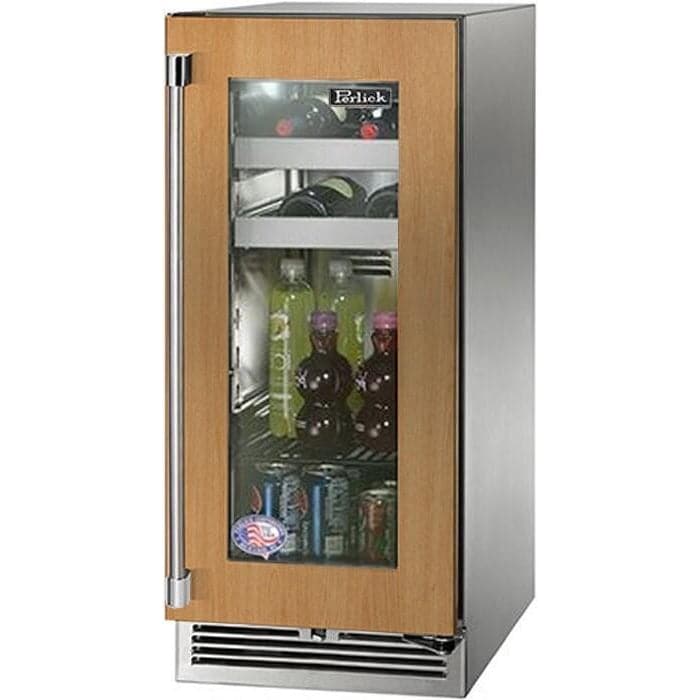 HP15WS-4-4R Perlick 15" Signature Series Indoor Wine Reserve with fully integrated panel-ready glass door, hinge right-1