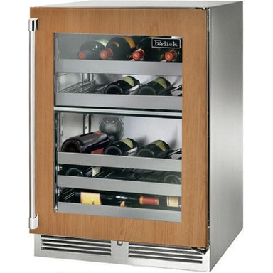 HP24DO-4-4RL Perlick 24" Signature Series Outdoor Dual-Zone Wine Reserve with fully integrated panel-ready glass door, hinge right, with lock-1