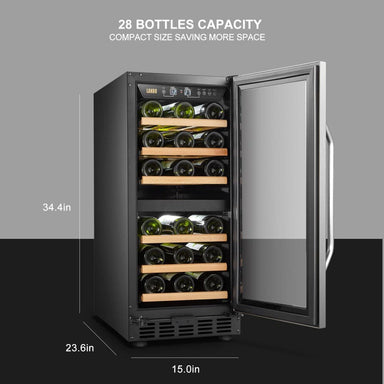 Lanbo LW28D 28 Bottle Dual Zone Wine Cooler-2
