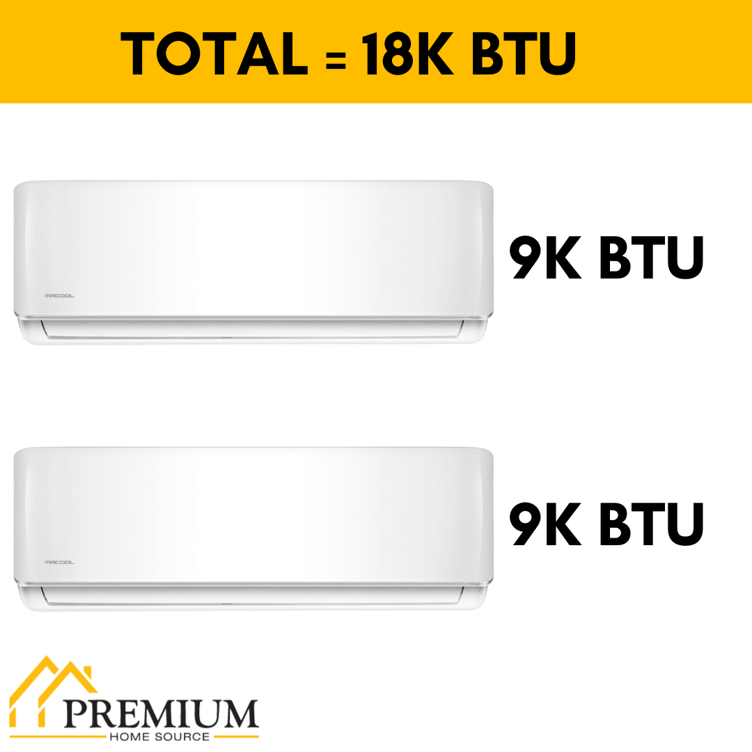 MRCOOL DIY Mini Split - 18,000 BTU 2 Zone Ductless Air Conditioner and Heat Pump, DIY-B-218HP0909
