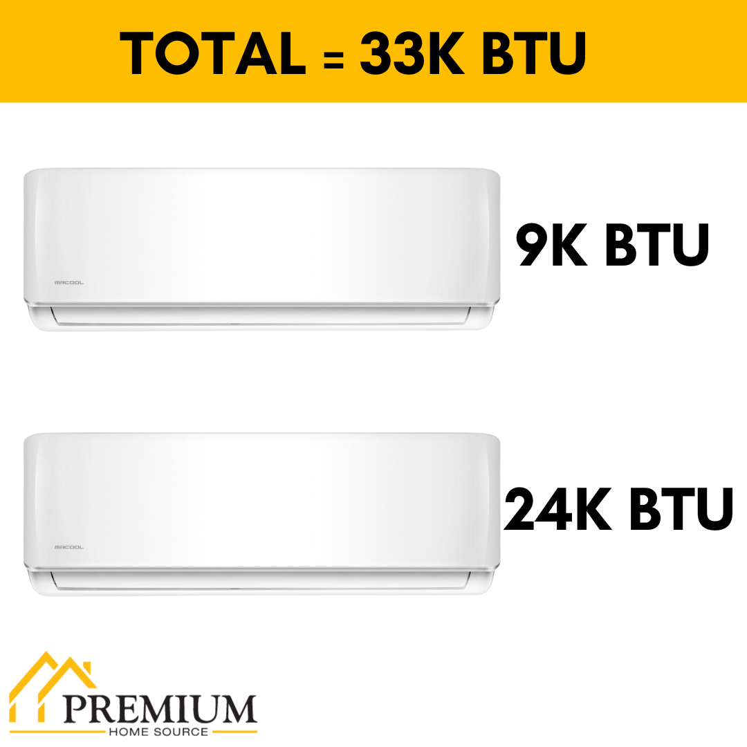 MRCOOL DIY Mini Split - 33,000 BTU 2 Zone Ductless Air Conditioner and Heat Pump with 35 ft. Install Kit, DIYM236HPW00C16