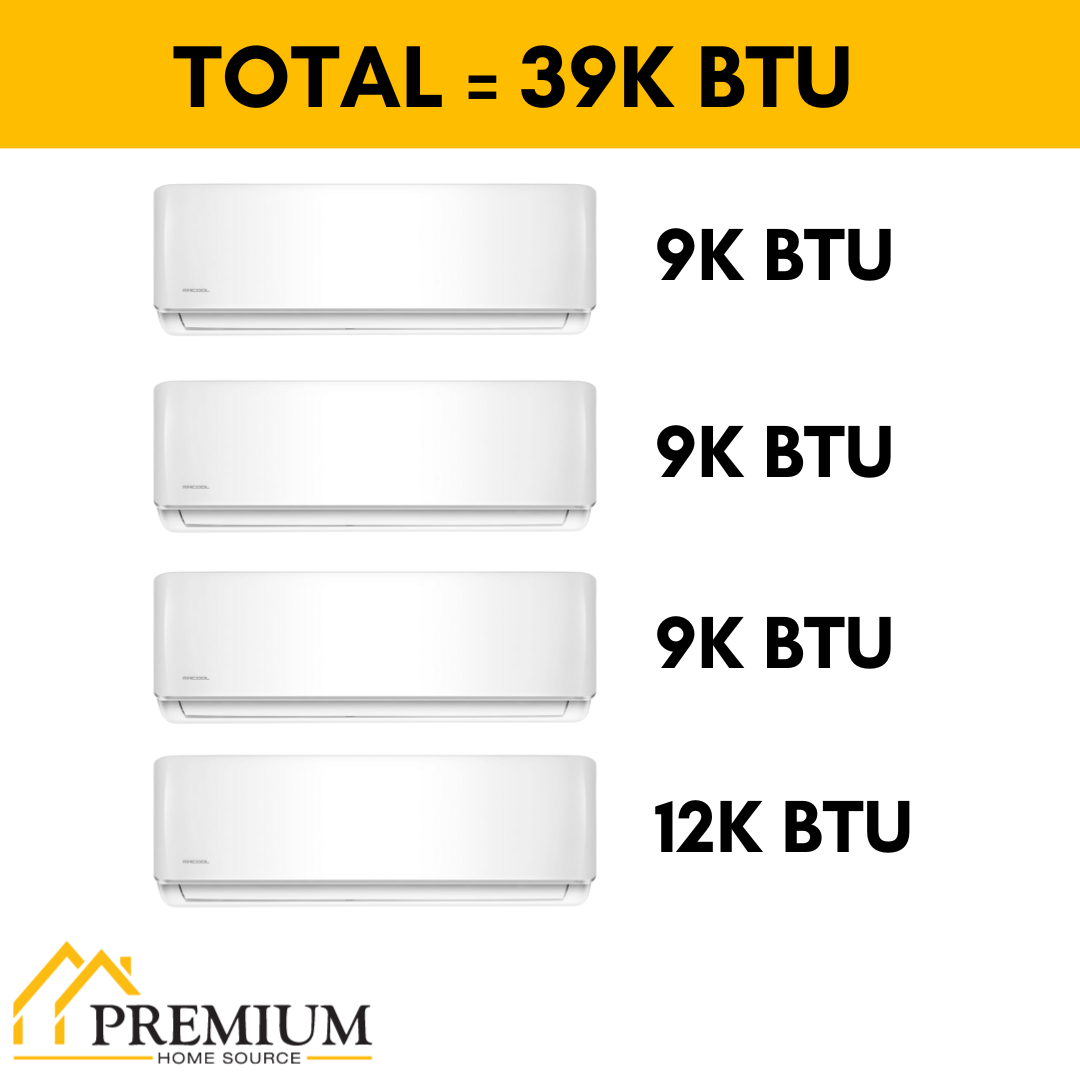 MRCOOL DIY Mini Split - 39,000 BTU 4 Zone Ductless Air Conditioner and Heat Pump, DIY-B-448HP09090912