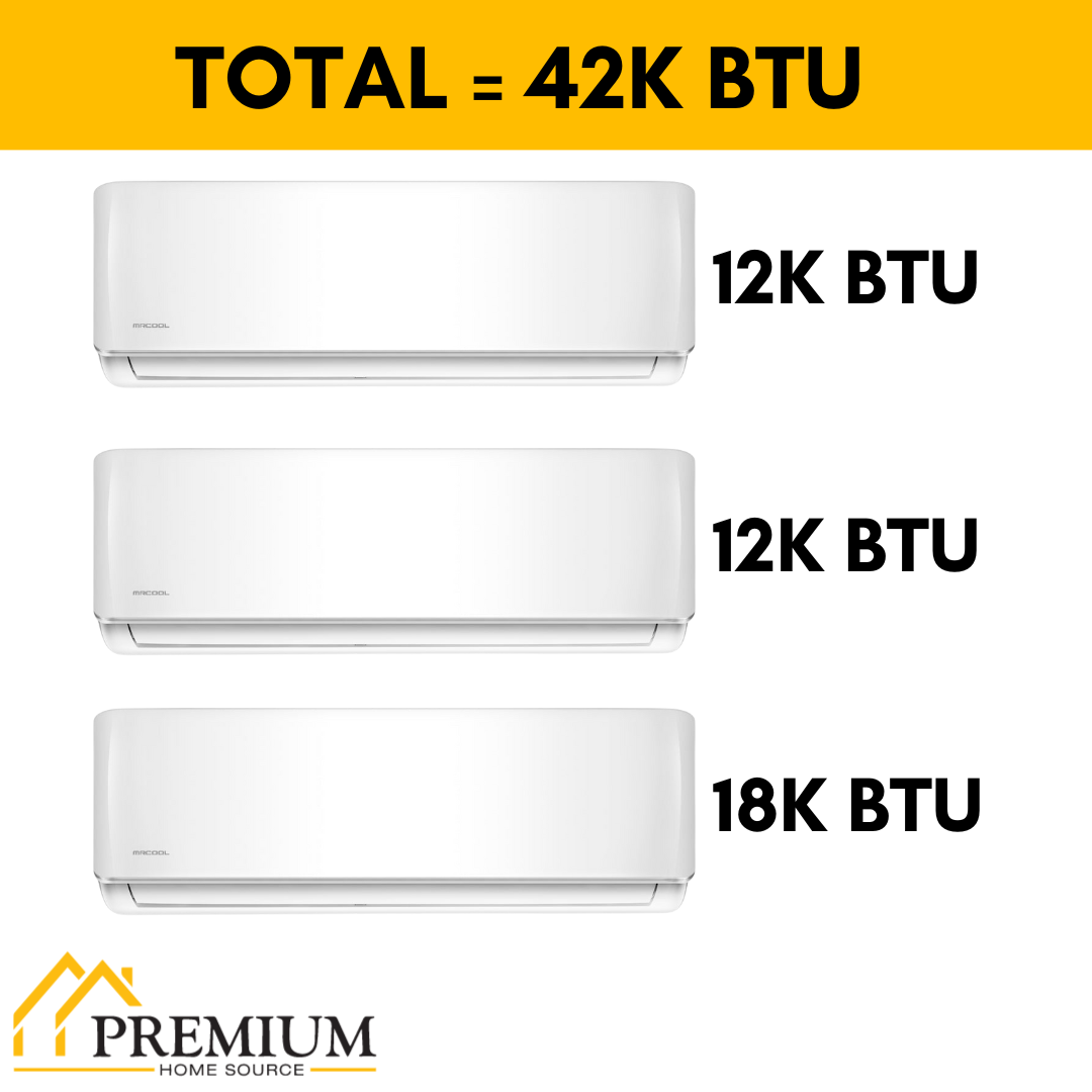 MRCOOL DIY Mini Split - 42,000 BTU 3 Zone Ductless Air Conditioner and Heat Pump with 16 ft. Install Kit, DIYM336HPW07C00