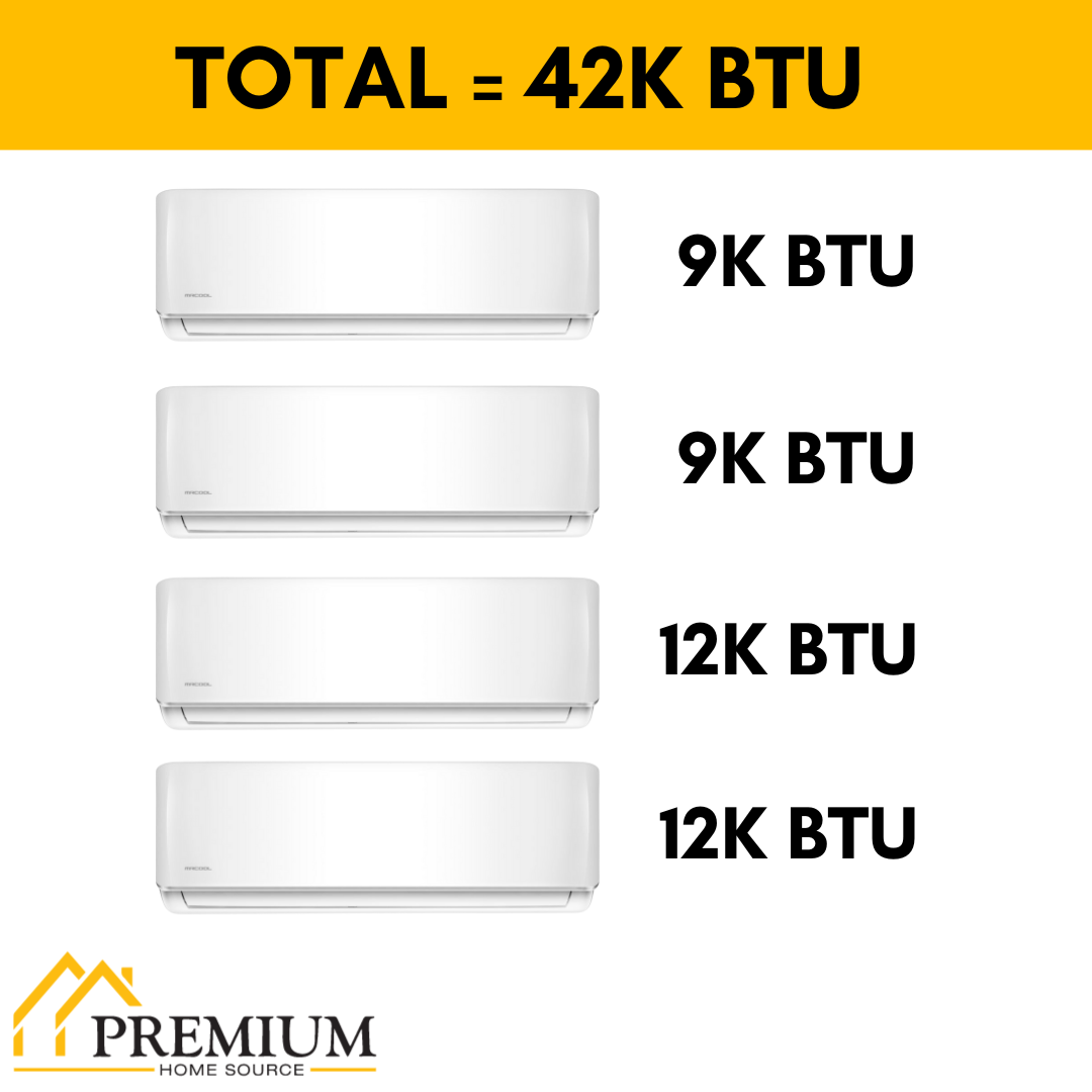 MRCOOL DIY Mini Split - 42,000 BTU 4 Zone Ductless Air Conditioner and Heat Pump, DIY-B-436HP09091212