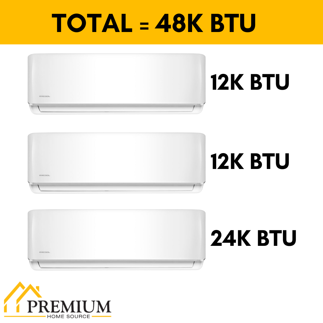 MRCOOL DIY Mini Split - 48,000 BTU 3 Zone Ductless Air Conditioner and Heat Pump, DIY-B-348HP121224