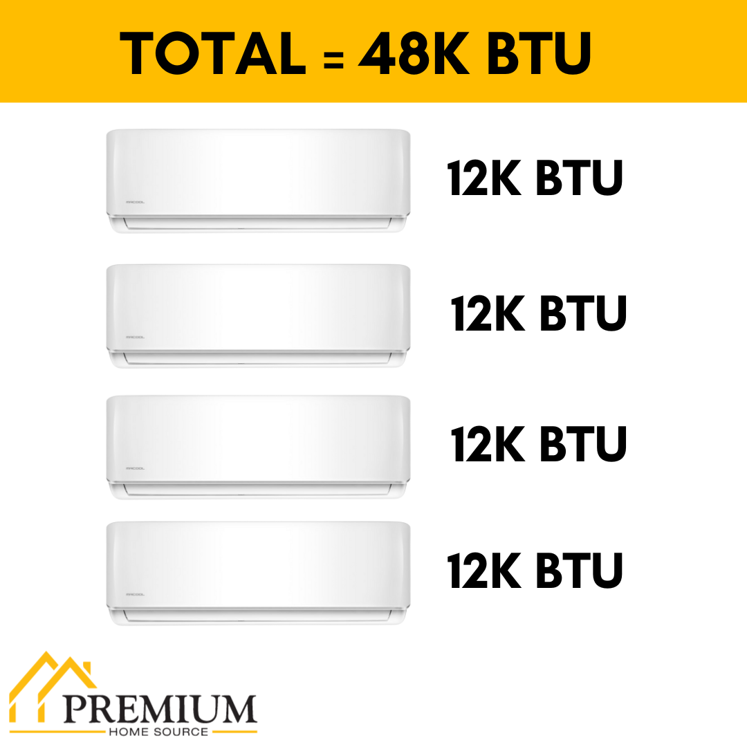 MRCOOL DIY Mini Split - 48,000 BTU 4 Zone Ductless Air Conditioner and Heat Pump, DIY-B-448HP12121212
