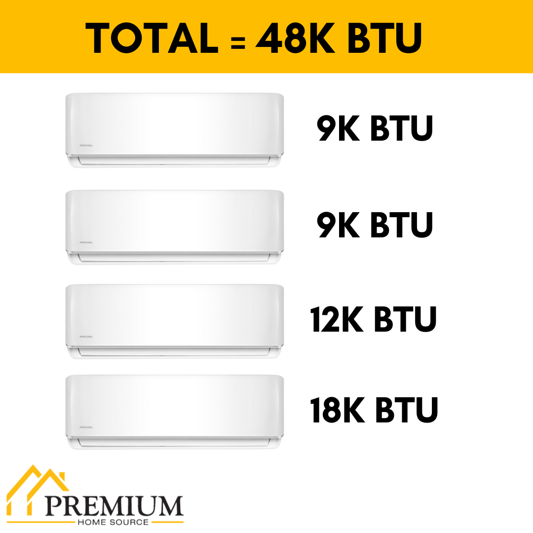 MRCOOL DIY Mini Split - 48,000 BTU 4 Zone Ductless Air Conditioner and Heat Pump with 16 ft. Install Kit, DIYM448HPW03C00