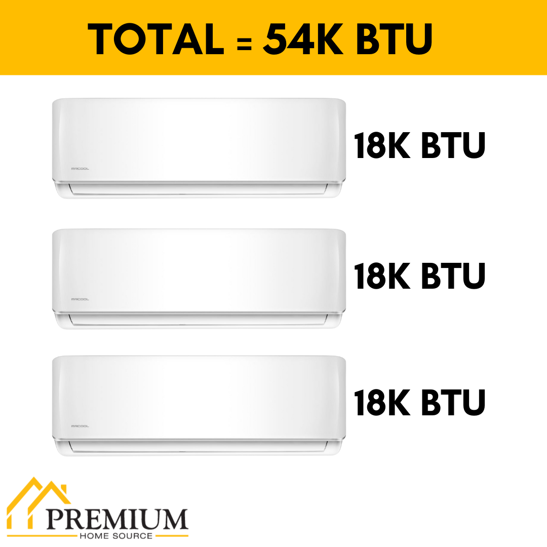 MRCOOL DIY Mini Split - 54,000 BTU 3 Zone Ductless Air Conditioner and Heat Pump with 50 ft. Install Kit, DIYM348HPW03C74