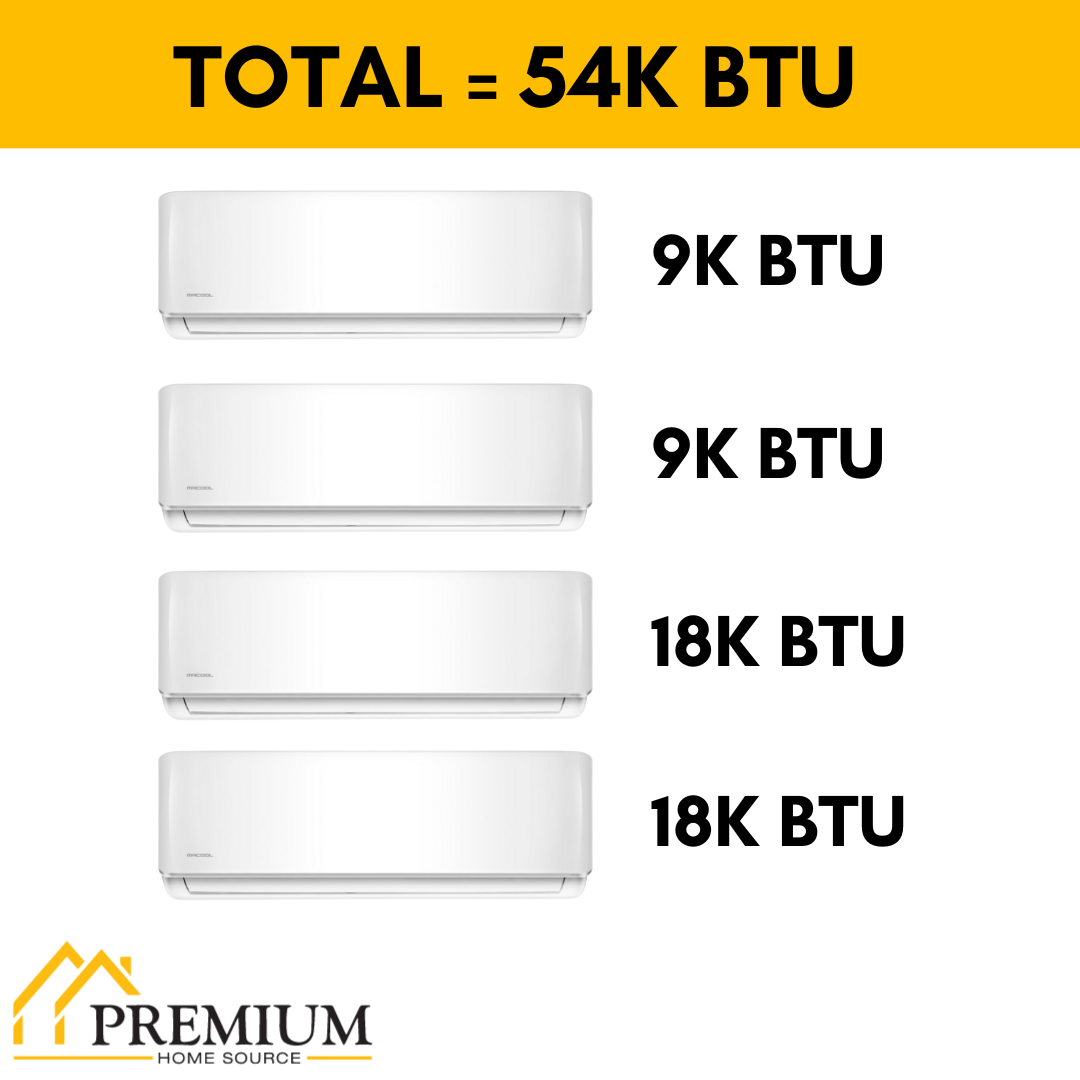 MRCOOL DIY Mini Split - 54,000 BTU 4 Zone Ductless Air Conditioner and Heat Pump, DIY-B-448HP09091818