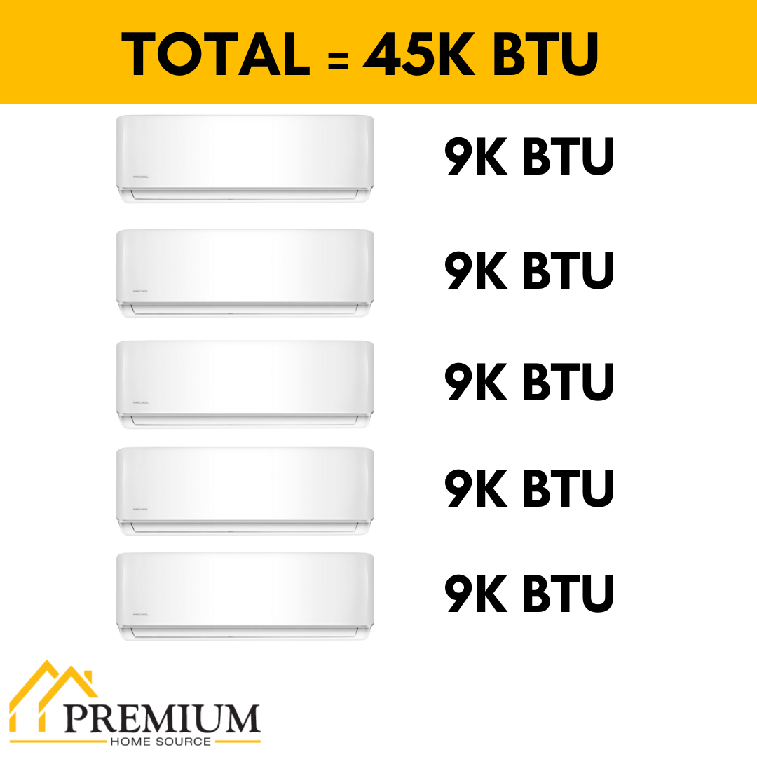 MRCOOL Mini Split - 45,000 BTU Five (5) Zone Ductless Air Conditioner and Heat Pump System