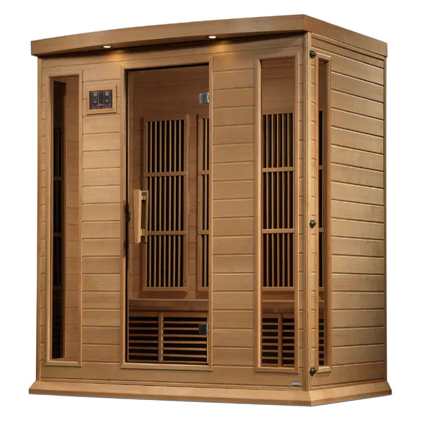 Maxxus 4-Person Corner Near Zero EMF (Under 2MG) FAR Infrared Sauna (Canadian Hemlock)