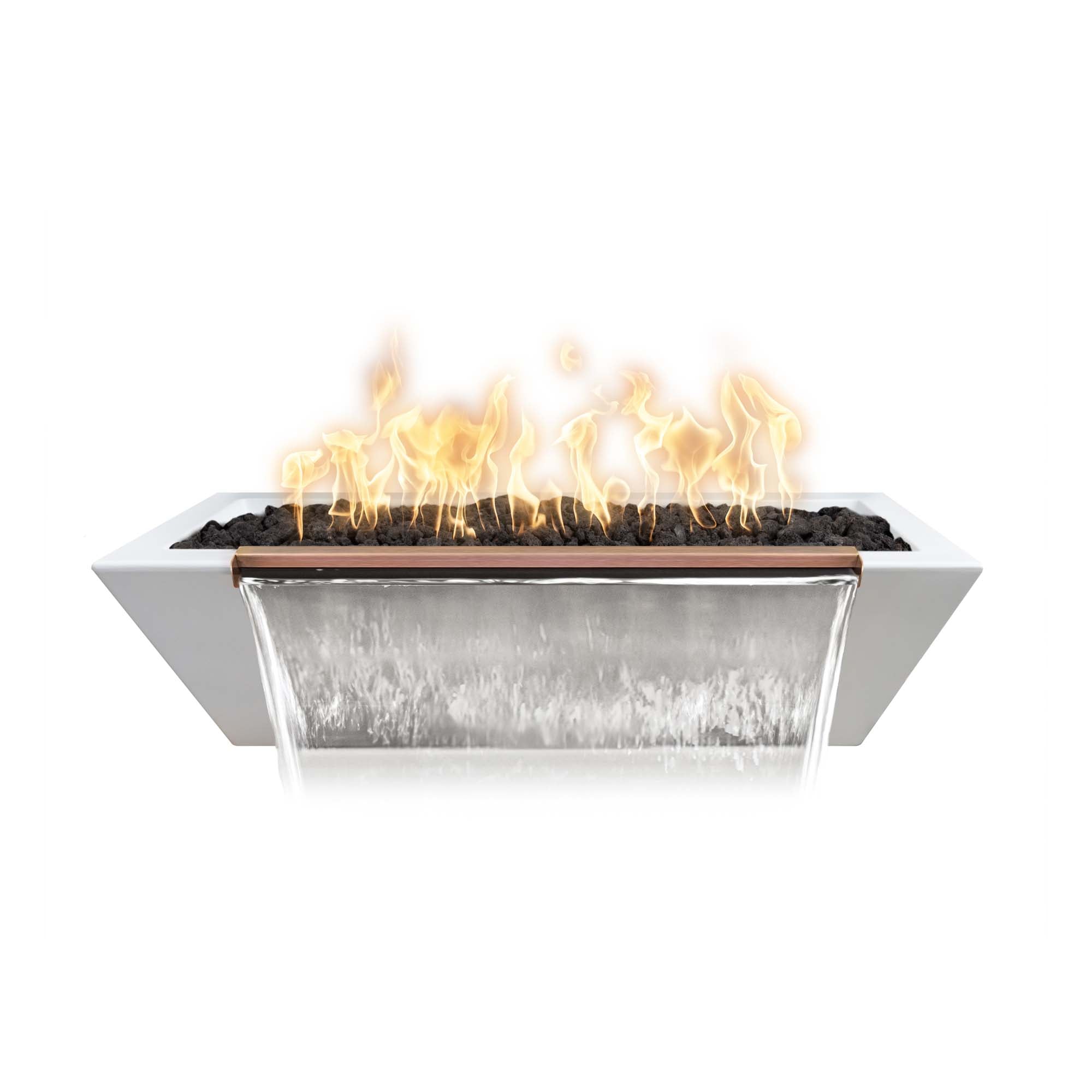 The Outdoor Plus  Maya 48" x 20" Linear Fire & Water Bowl | GFRC Concrete