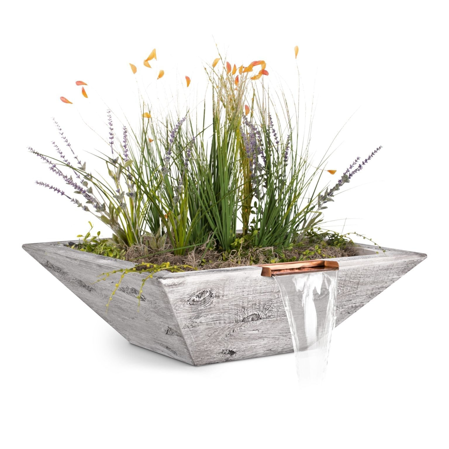 The Outdoor Plus Maya Planter & Water Bowl | Wood Grain