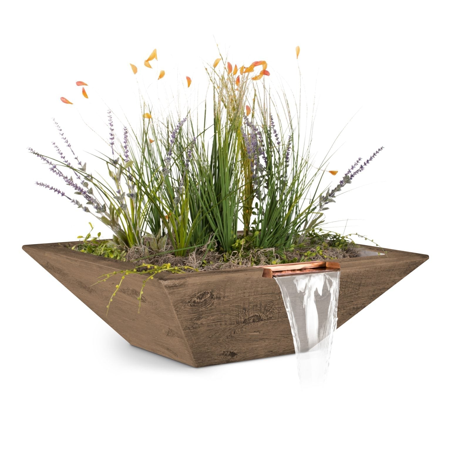 The Outdoor Plus Maya Planter & Water Bowl | Wood Grain