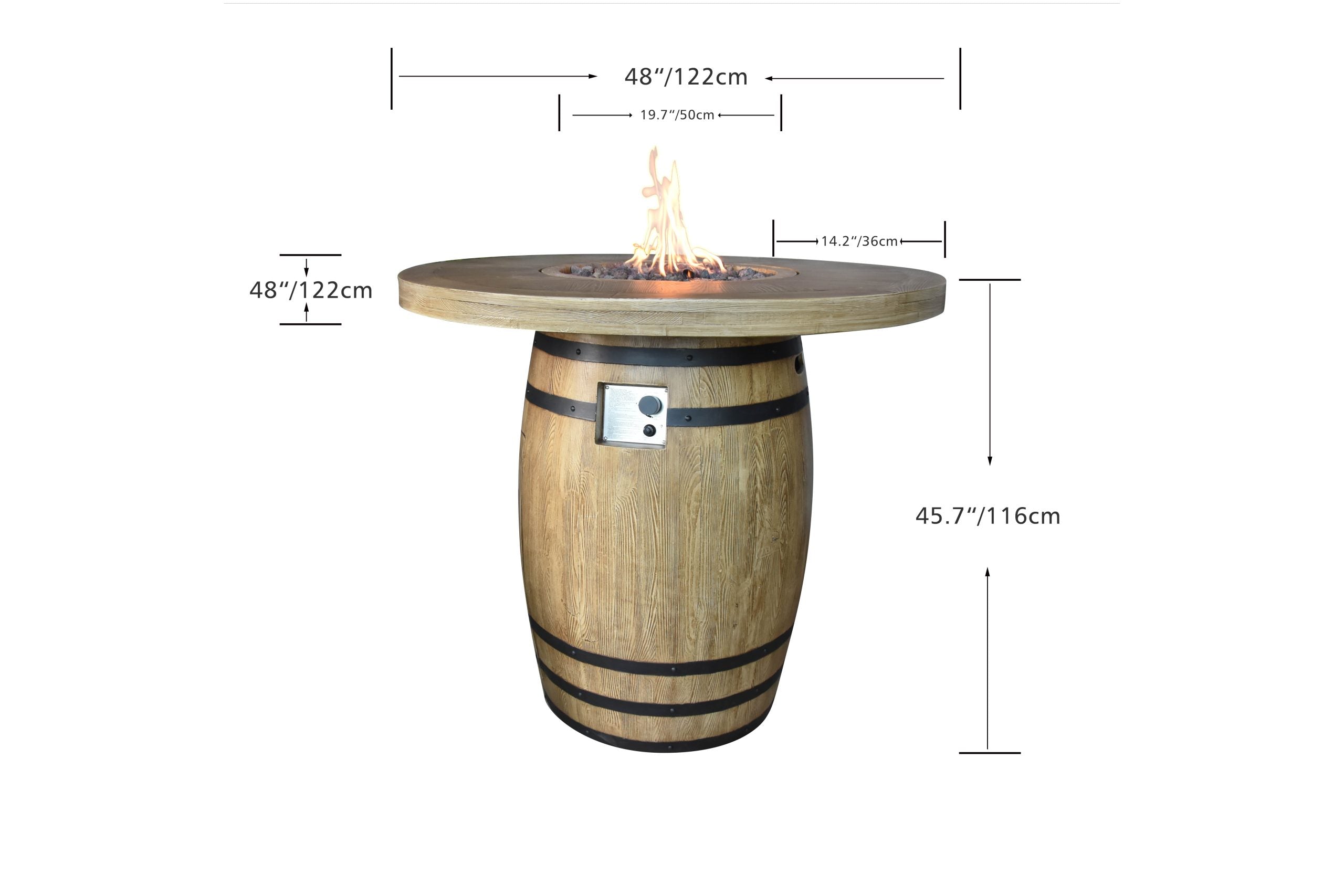 Elementi Lafite Barrel Fire Table - Redwood