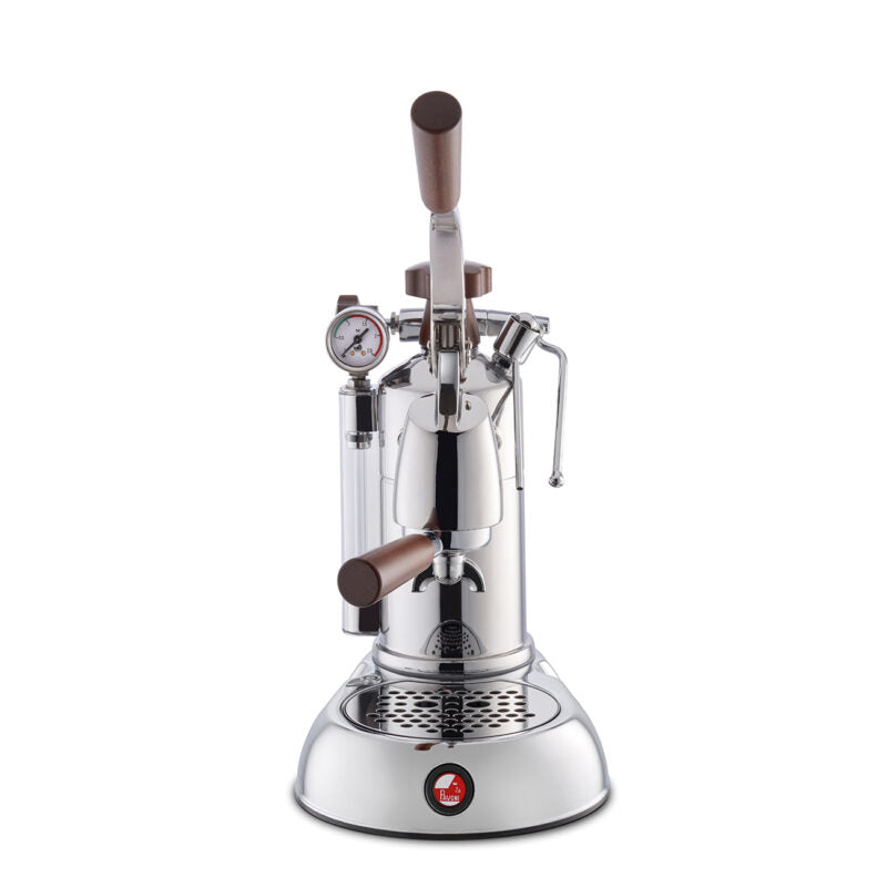 La Pavoni Stradivari 16 Cup Professional Espresso Machine In Chrome with Wood #PSW-16