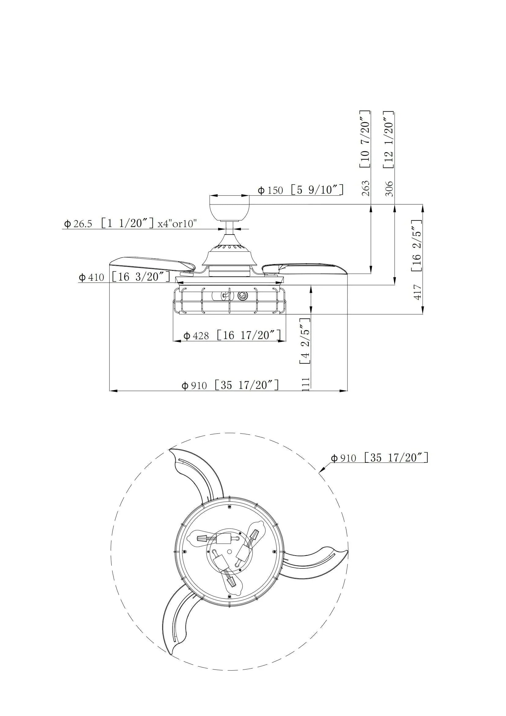 Parrot Uncle 36 In. Benally Industrial Ceiling Fan with Lighting and Remote Control