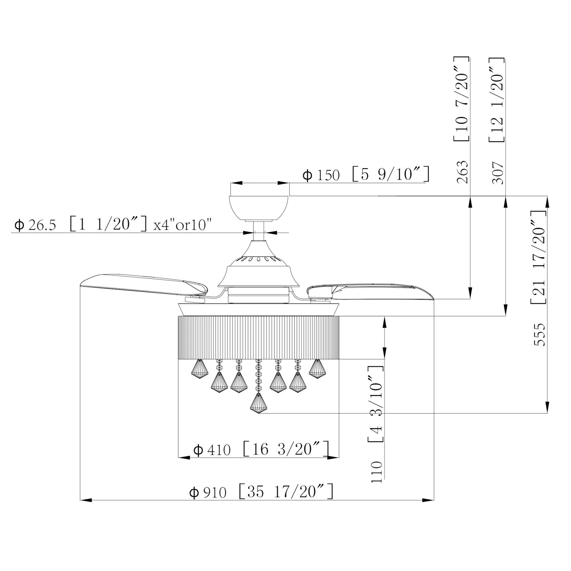 Parrot Uncle 36 In. Broxburne Ceiling Fan with Lighting and Remote Control