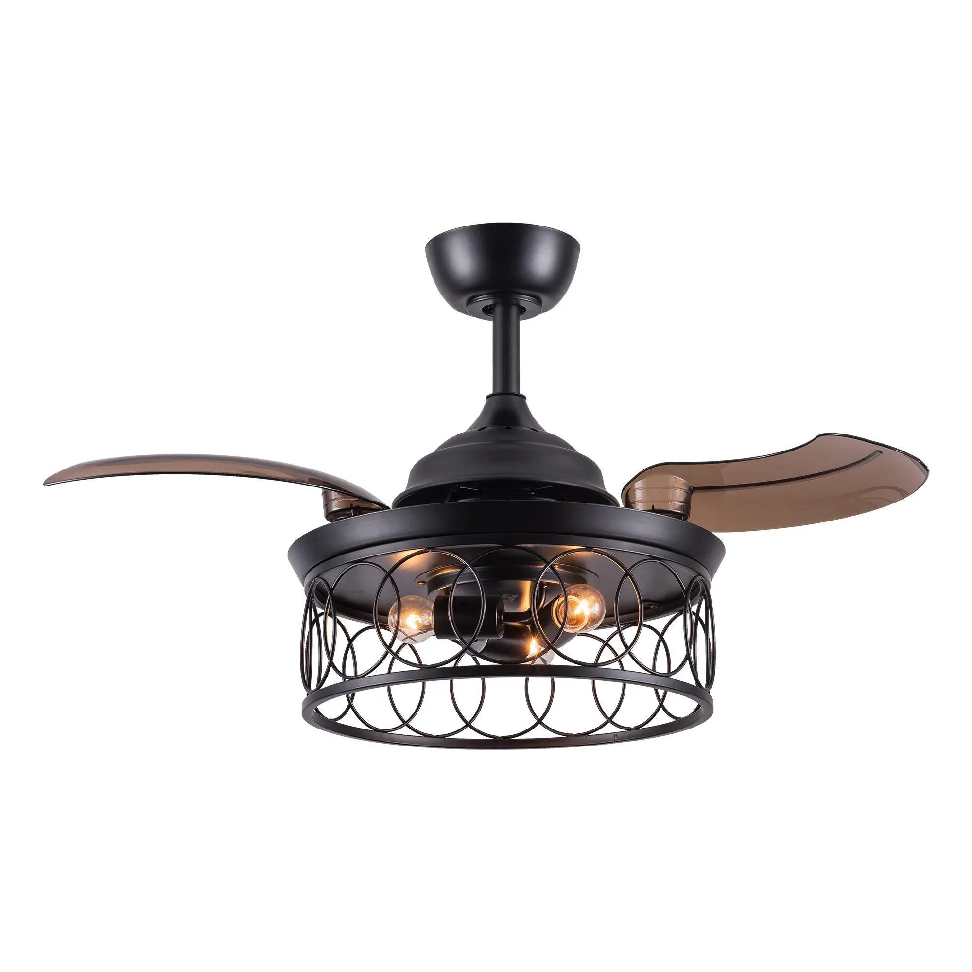 Parrot Uncle 36 In. Industrial Chrome Ceiling Fan with Lighting and Remote Control