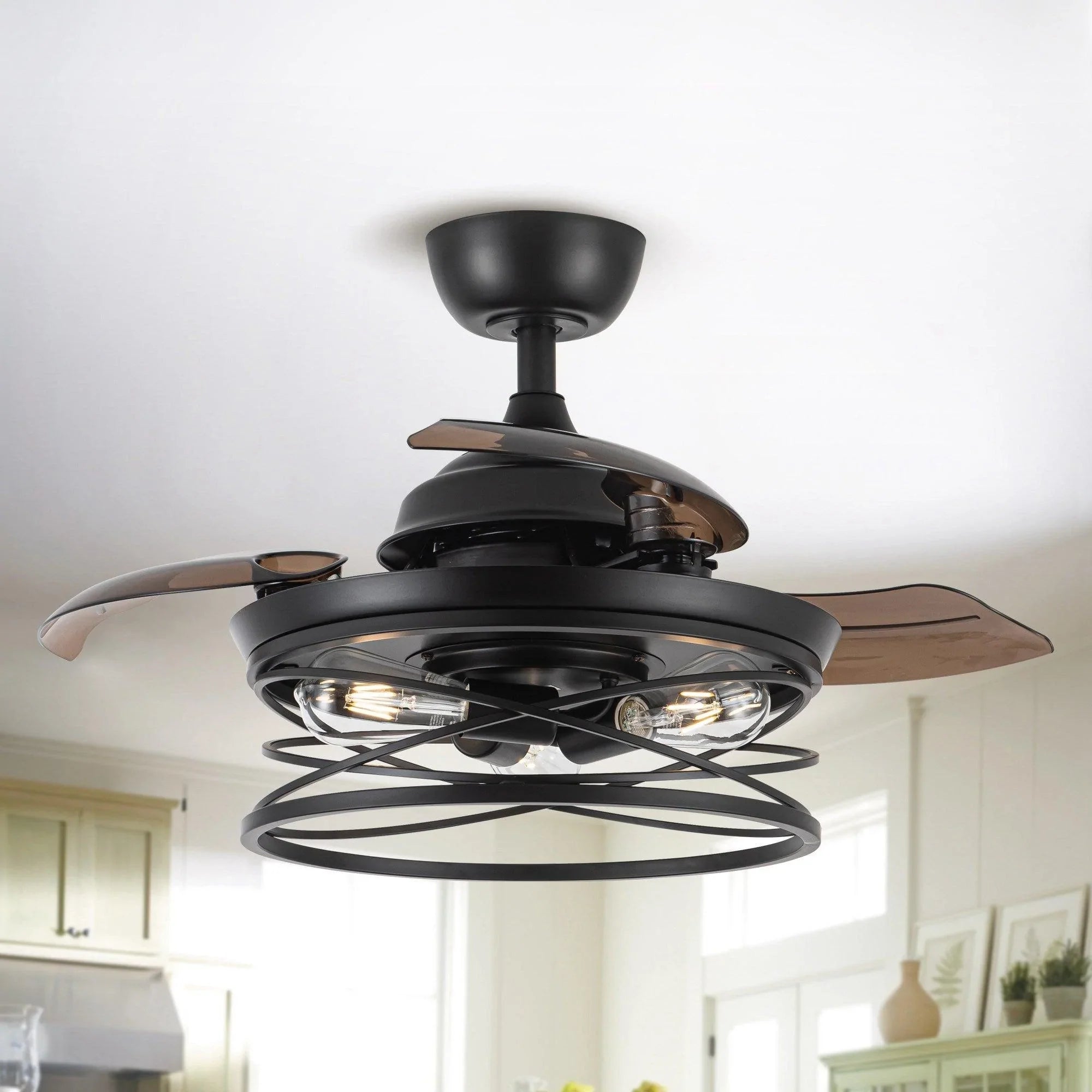 Parrot Uncle 36 In. Petra Industrial Ceiling Fan with Lighting and Remote Control