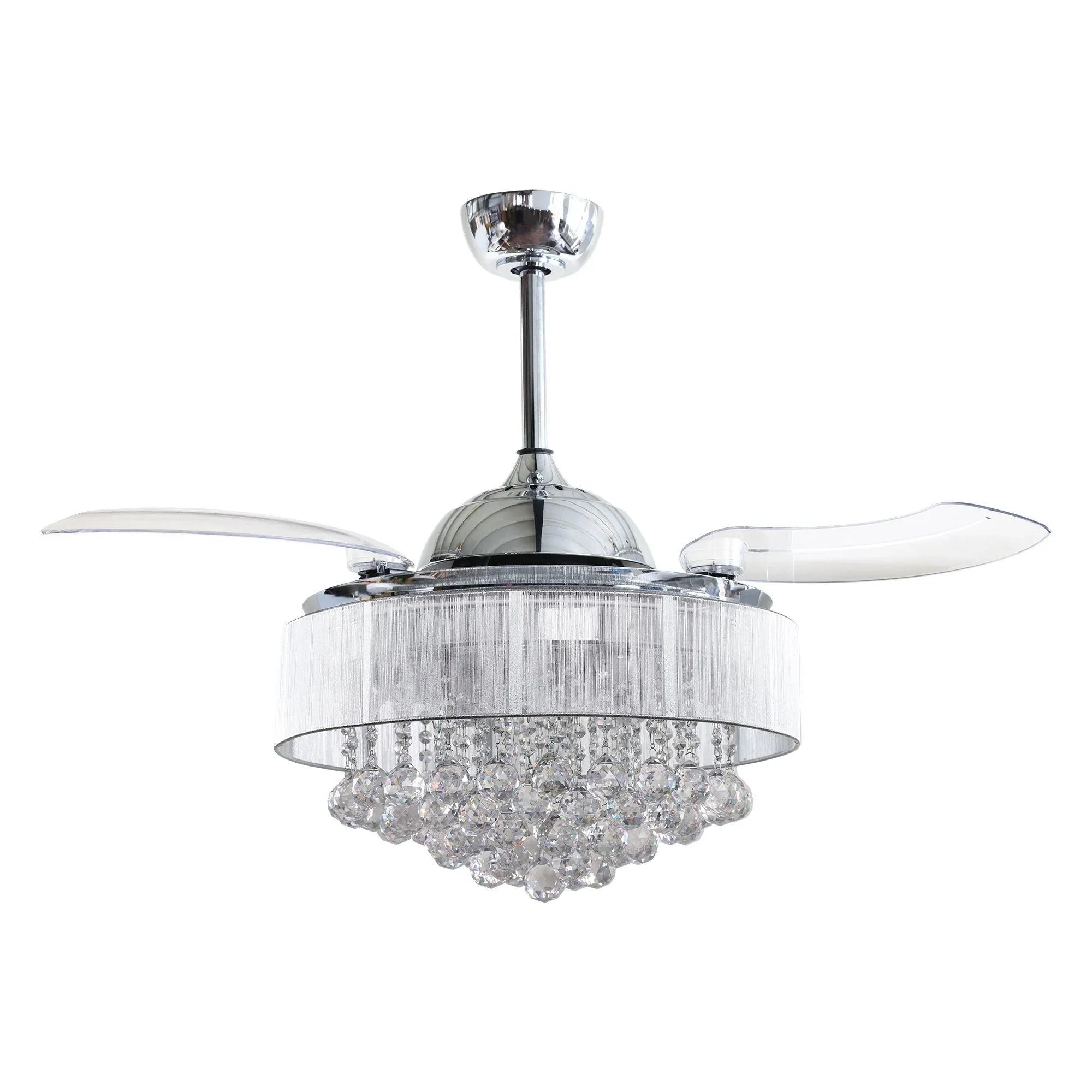 Parrot Uncle 42 In. Broxburne Modern Crystal Ceiling Fan with Lighting and Remote Control