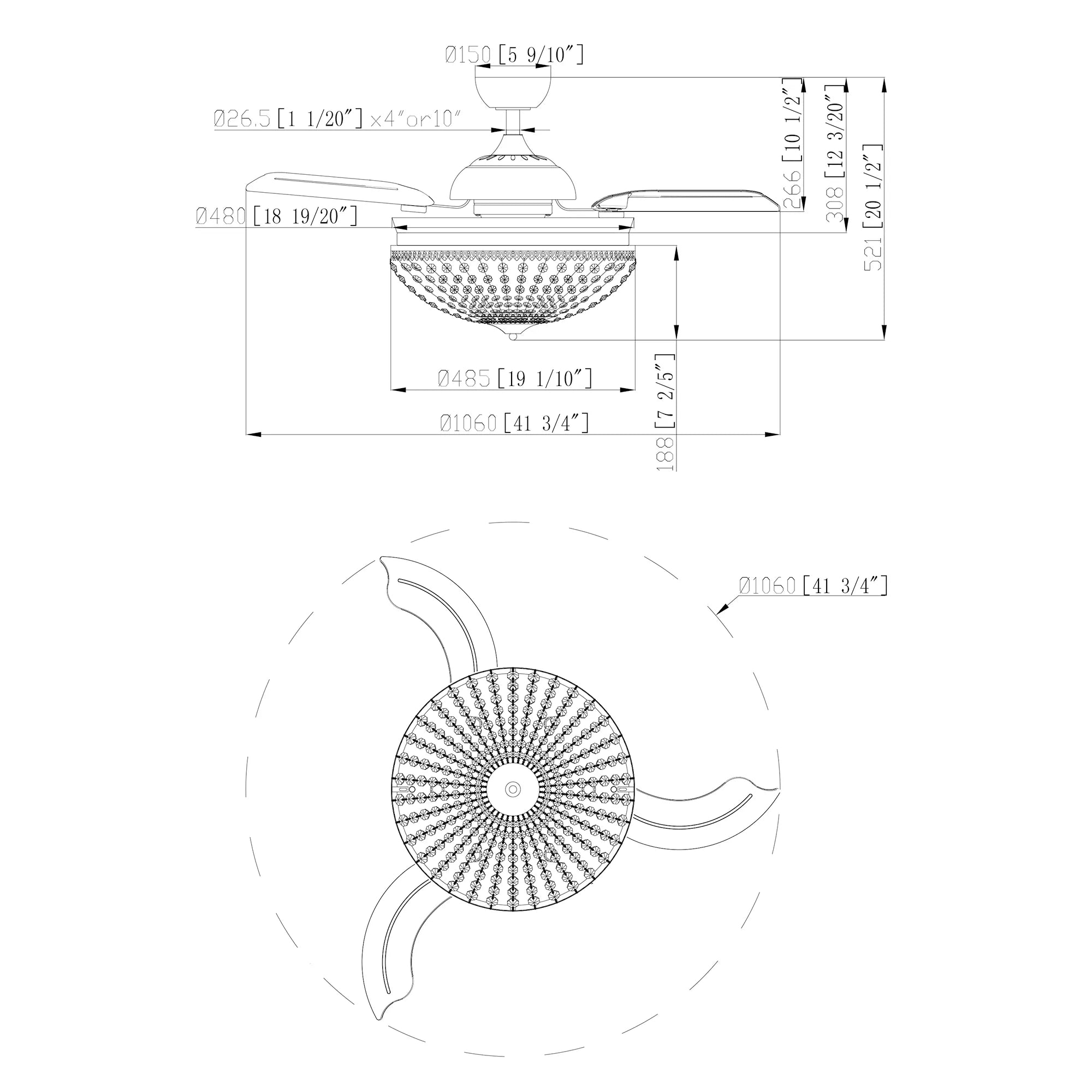 Parrot Uncle 42 In. Servantes Modern Fan with Lighting and Remote Control