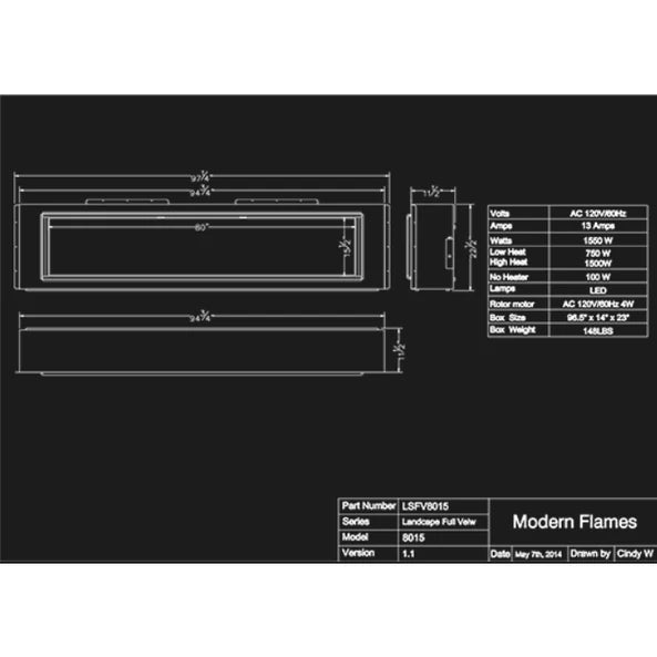 Modern Flames 100" Landscape Contemporary Electric Fireplace Fullview 2 Series