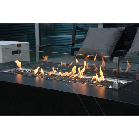 Elementi Varna Marble Porcelain Fire Table