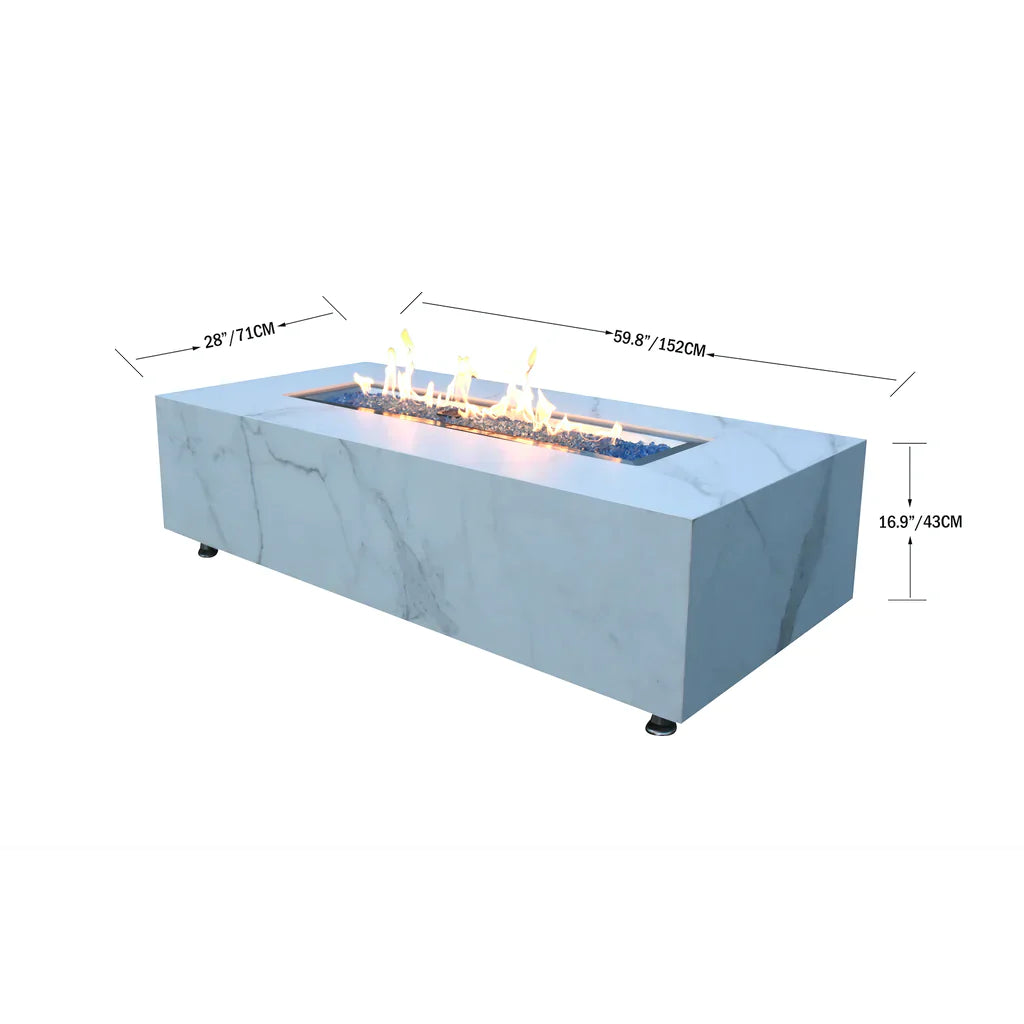 Elementi Carrara Marble Porcelain Fire Table