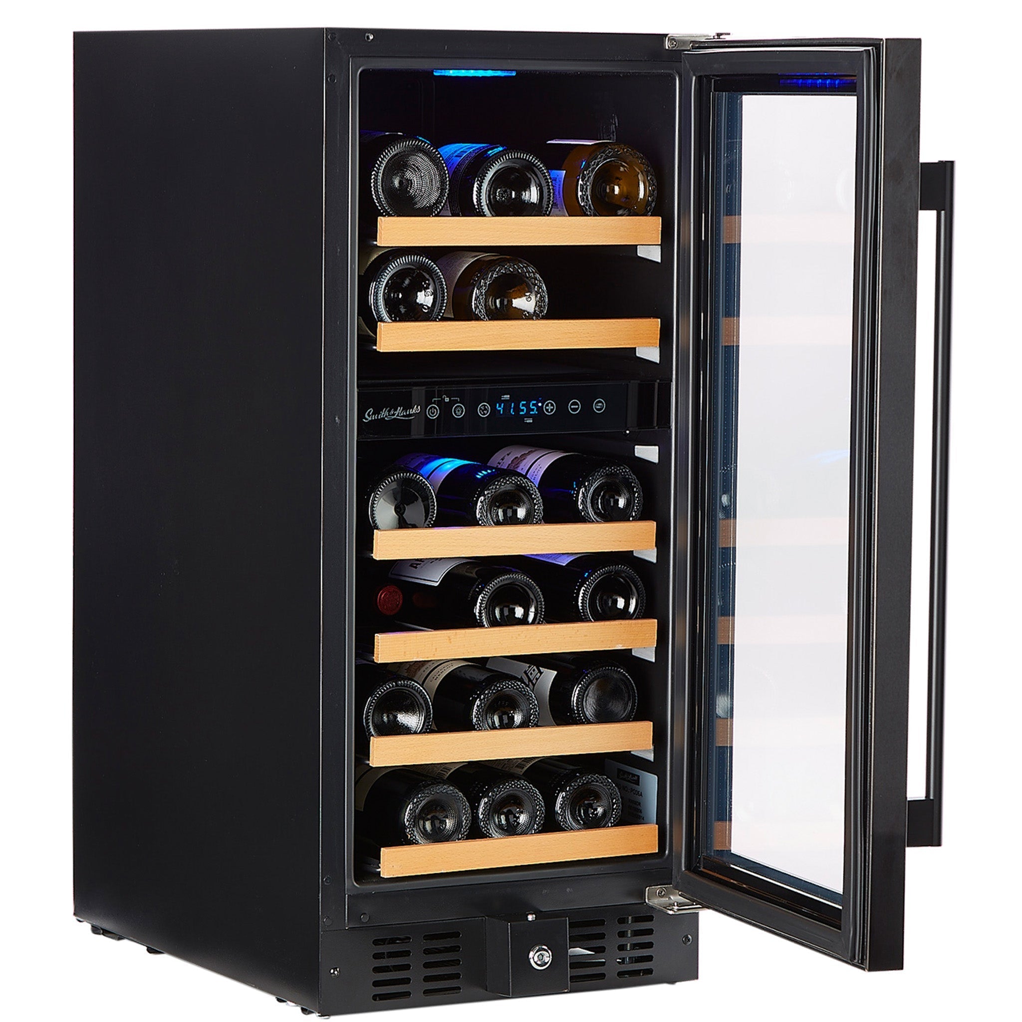 Smith & Hanks 32 Bottle Black Stainless Under Counter Wine Cooler, Dual Zone-RE55006