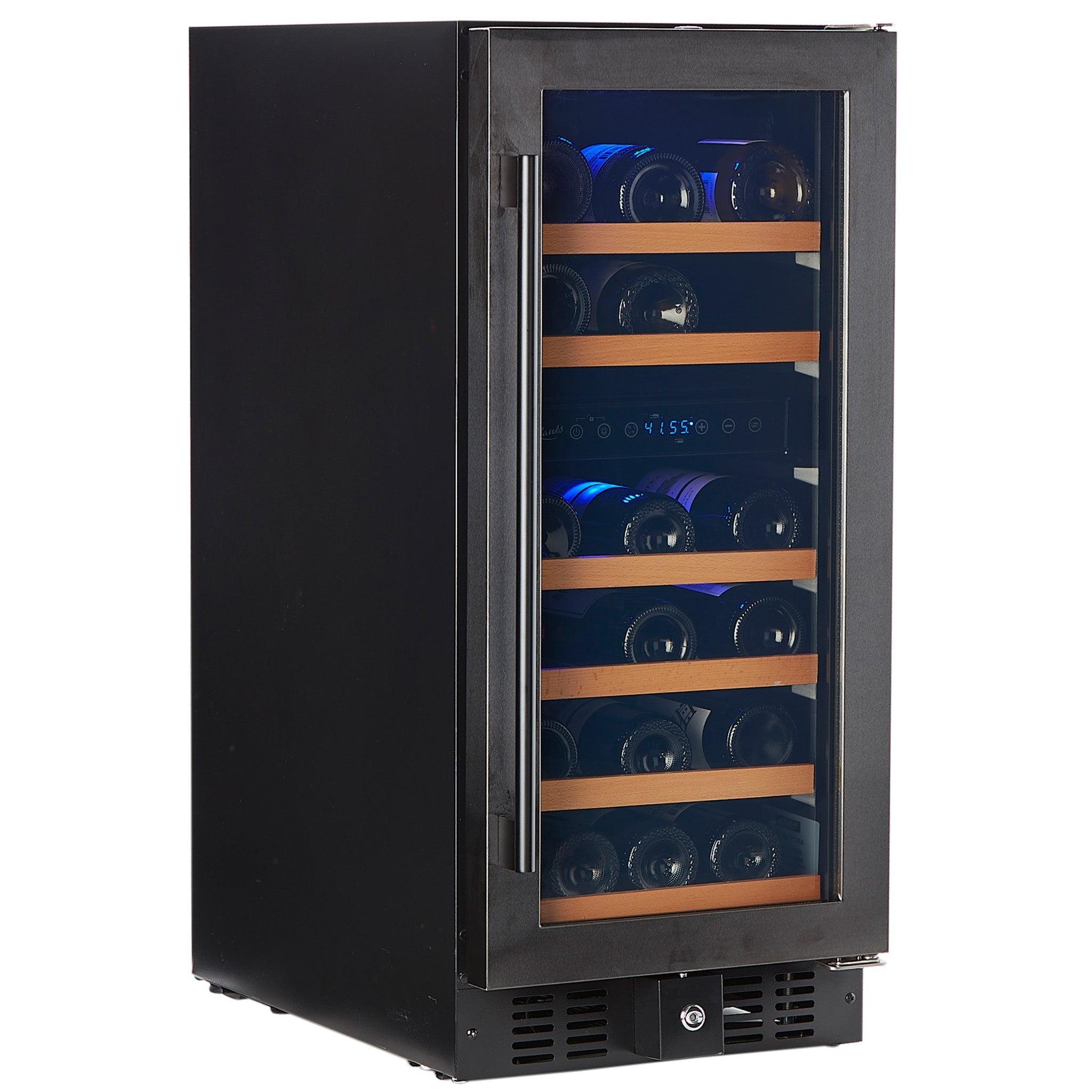 Smith & Hanks 32 Bottle Black Stainless Under Counter Wine Cooler, Dual Zone-RE55006