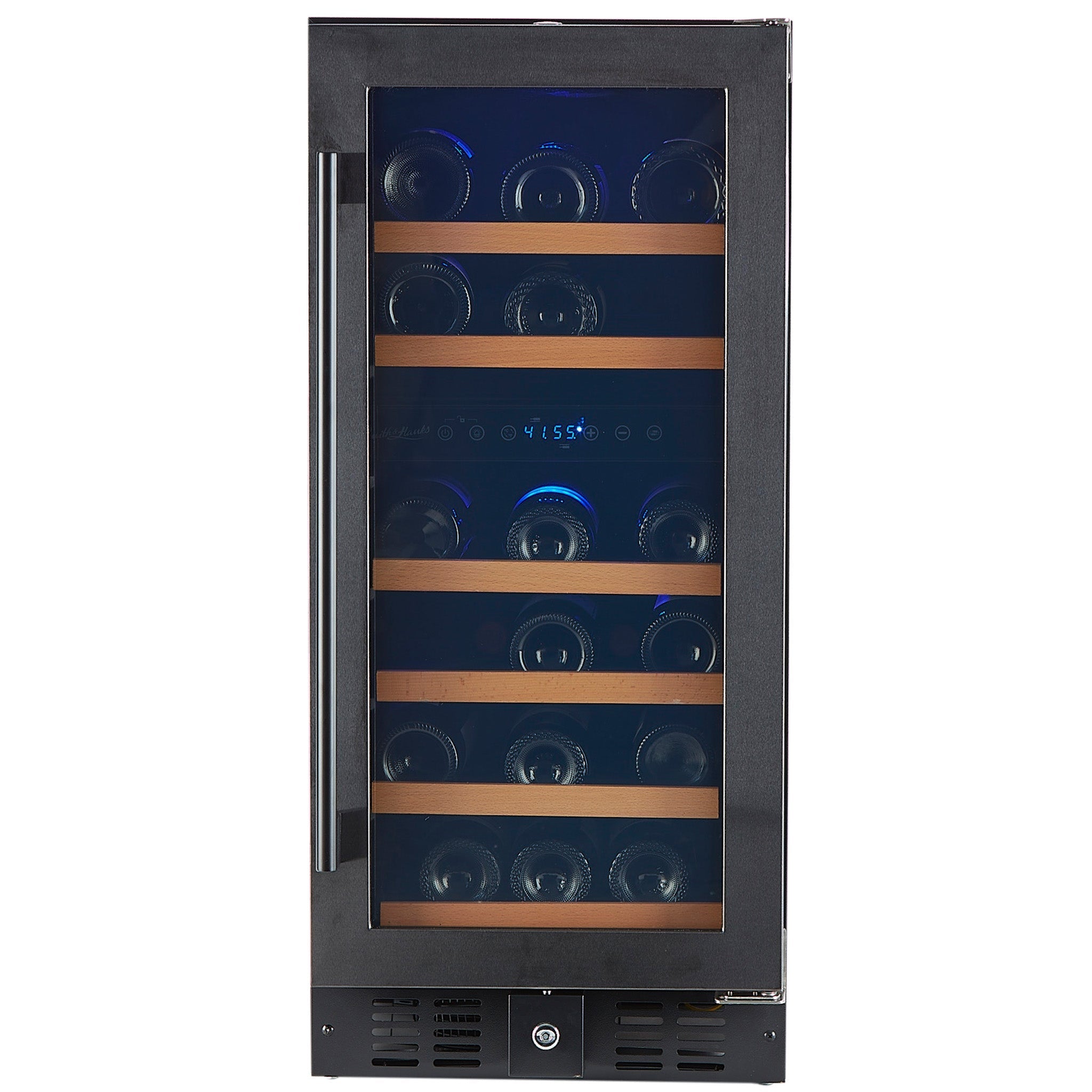 Smith & Hanks 32 Bottle Black Stainless Under Counter Wine Cooler, Dual Zone-RE55006