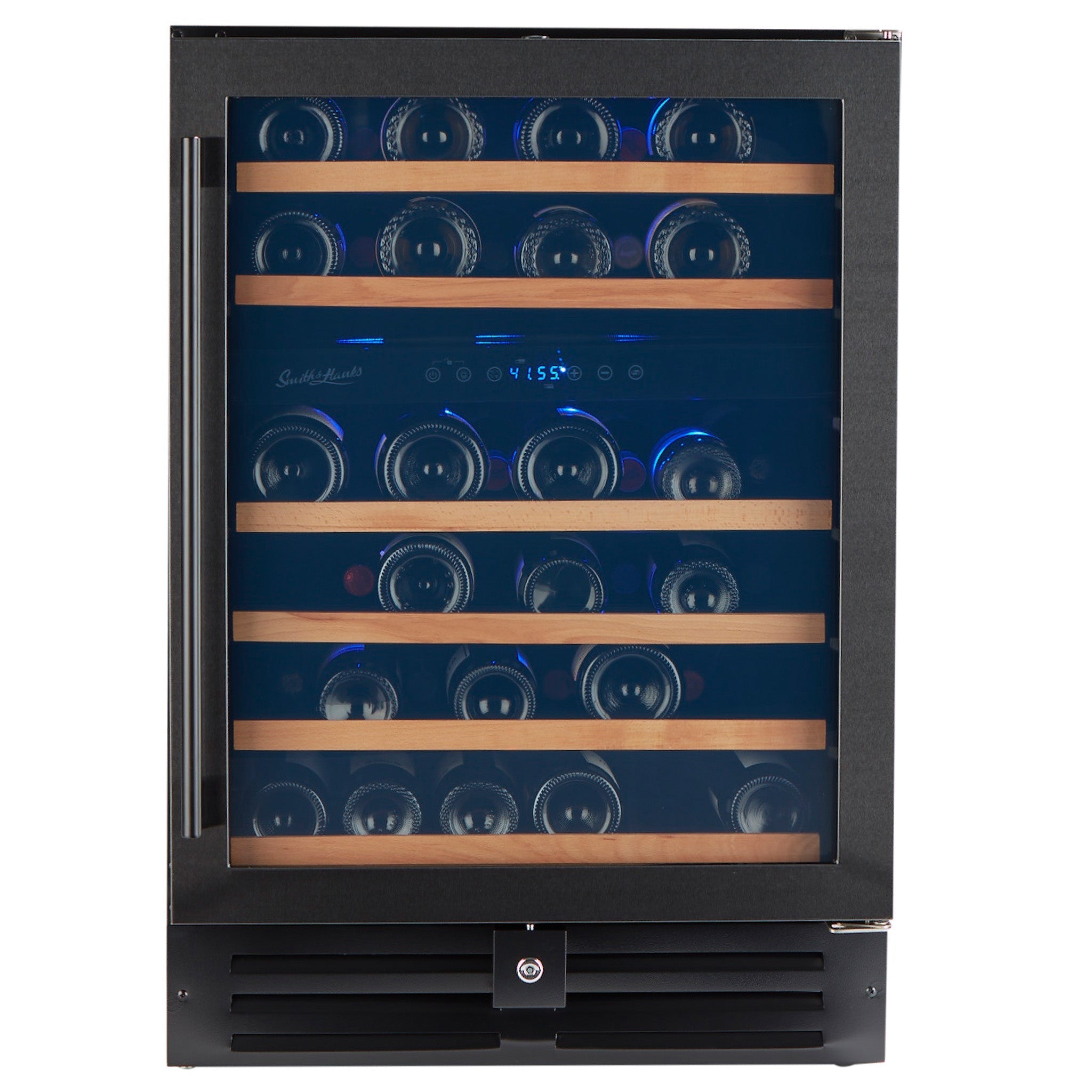 Smith & Hanks 46 Bottle Black Stainless Under Counter Wine Cooler, Dual Zone-RE55002