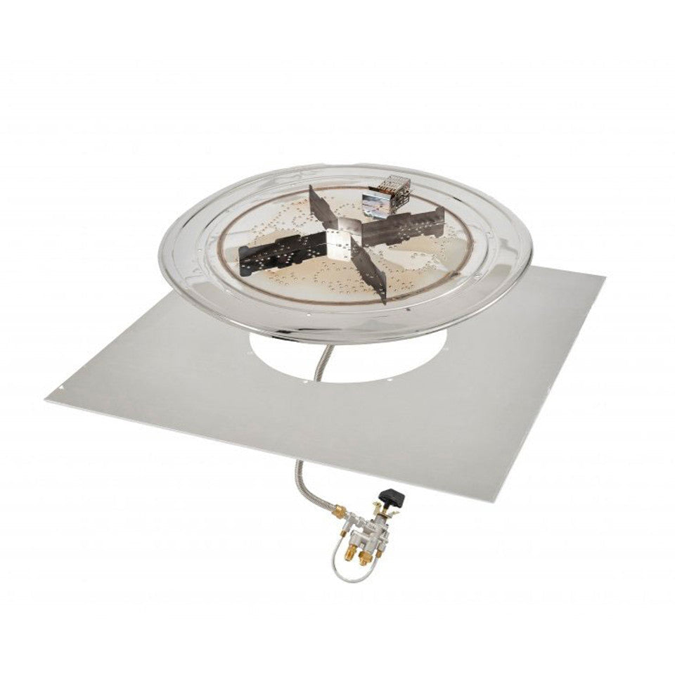 The Outdoor Greatroom | 24" x 24" Square Crystal Fire Plus Gas Burner Insert and Plate Kit