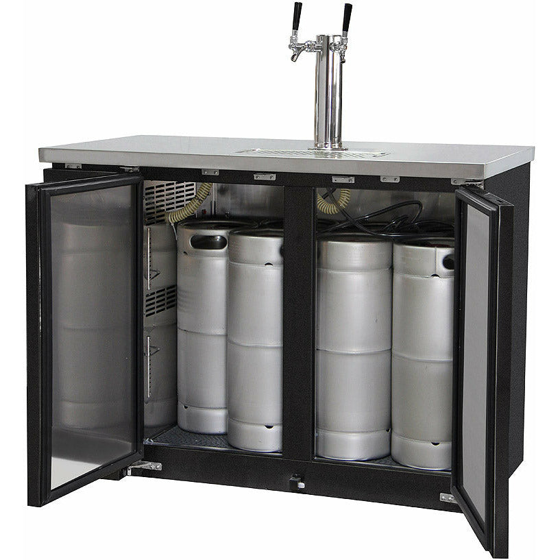 Kegco 49" Wide Dual Tap Black Commercial Kegerator - XCK-2448B-4