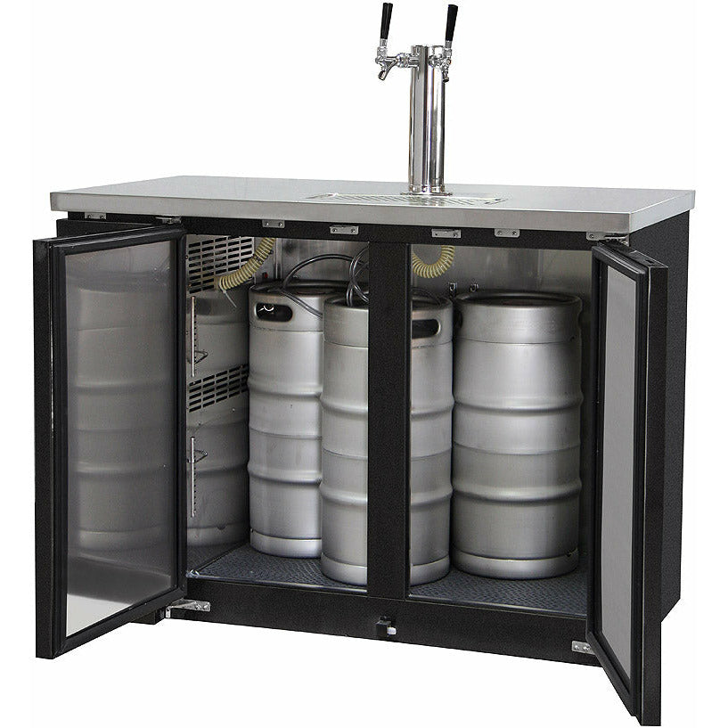 Kegco 49" Wide Dual Tap Black Commercial Kegerator - XCK-2448B-7