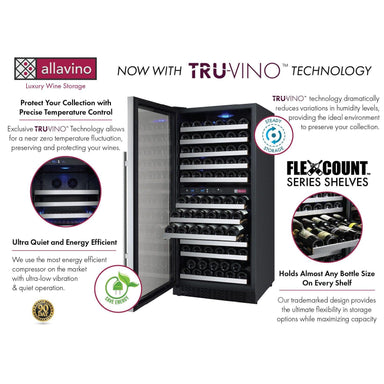 Allavino Allavino 24" Wide 121 Bottle Dual Zone Wine Refrigerator VSWR121-2SL20