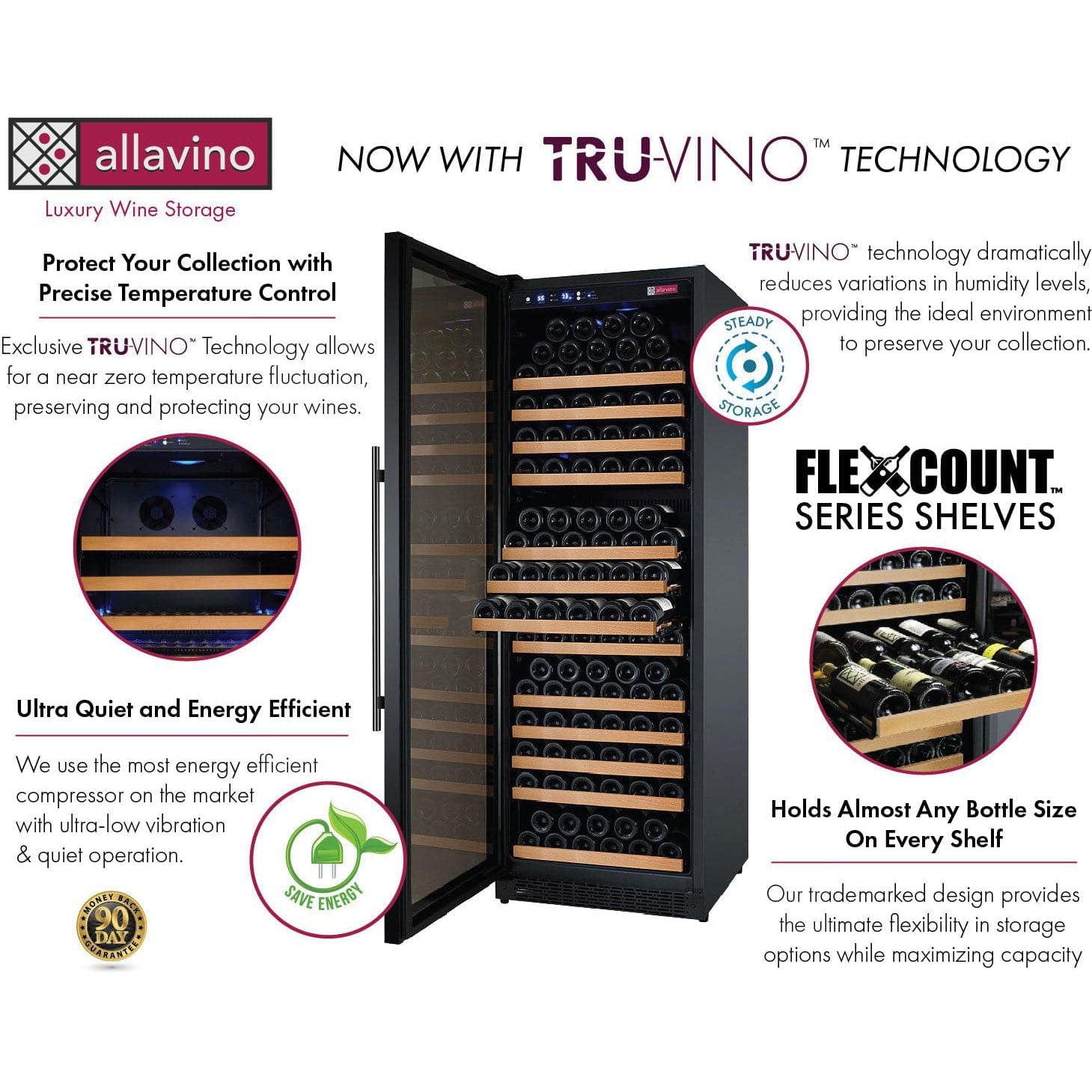 Allavino Allavino 24" Wide 177 Bottle Single Zone Wine Refrigerator VSWR177-1BL20