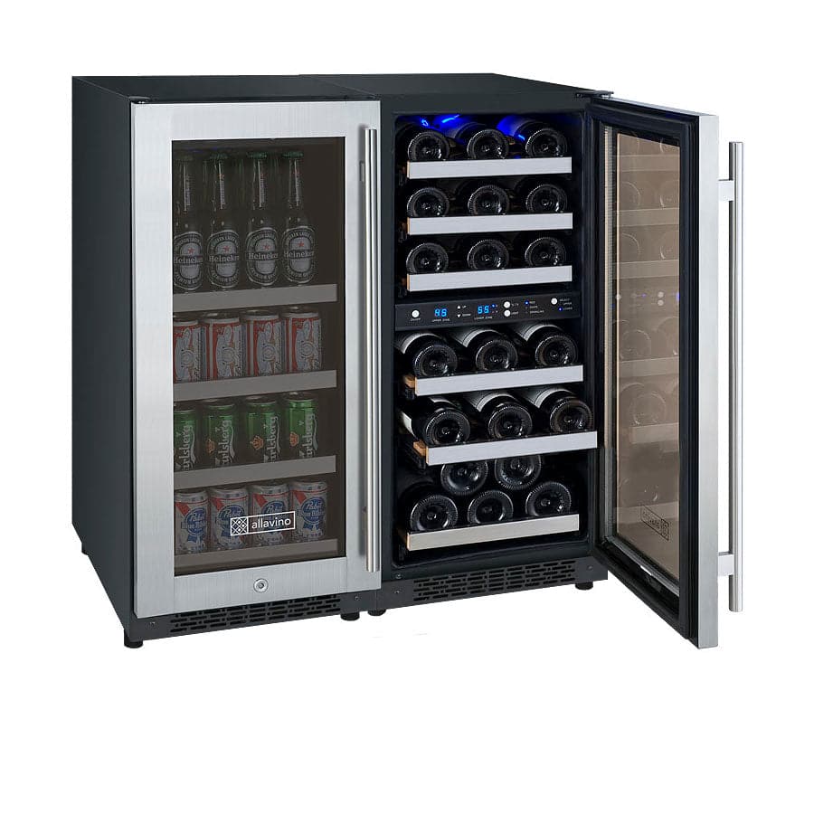 Allavino Allavino 30" Wide 30 Bottle/88 Can Dual Zone Side-by-Side Wine Refrigerator 3Z-VSWB15-3S20