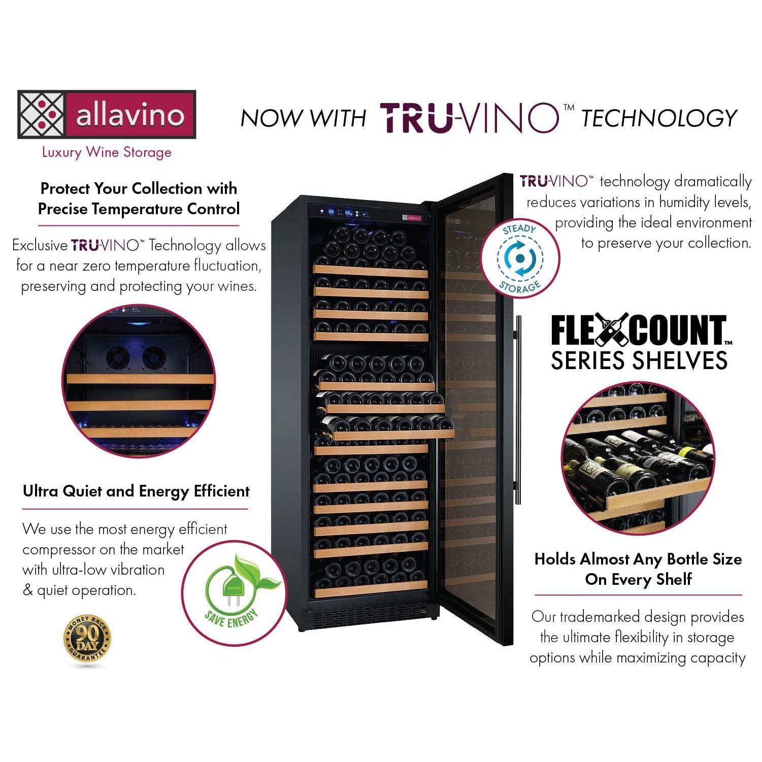 Allavino Allavino 47" Wide 354 Bottle Dual Zone Side-by-Side Wine Refrigerator 2X-VSWR177-1B20