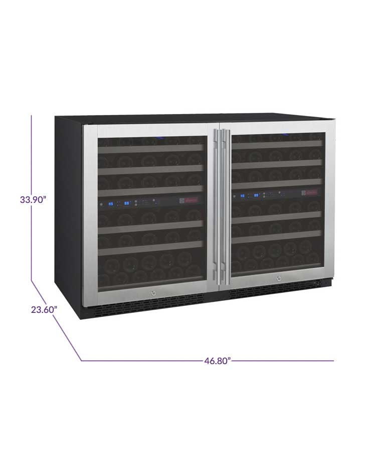 Allavino FlexCount II Tru-Vino 112 Bottle Four Zone Stainless Steel Wine Fridge 2X-VSWR56-2S20-Allavino