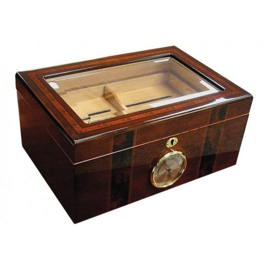 Ambassador 100 Count Beveled Glass Top Humidor w/ External Hygro-2