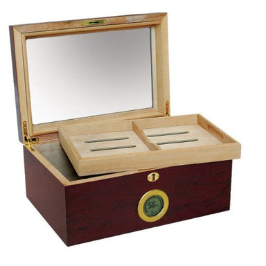 Berkeley Digital 100 Ct. Humidor w/ Glass Top & External Digital Hygrometer-2