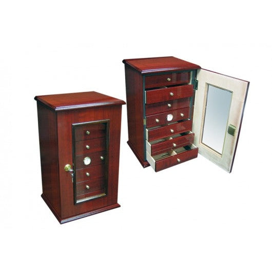 Charleston 150 Ct. Gloss Cherry Humidor w/ 7 Drawers, Door & Lock-1