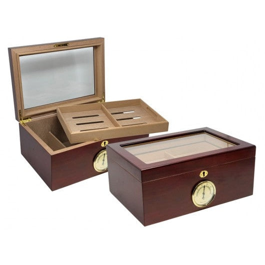 Berkeley 100 Ct. Humidor w/ Glass Top & External Hygrometer-1