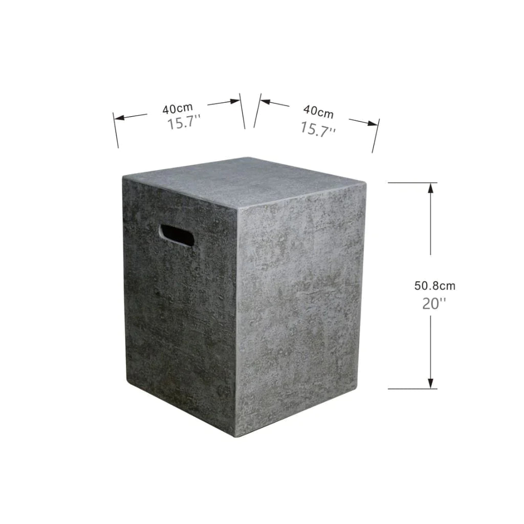 Elementi Square Tank Cover15.7x15.7x20''H - Light Gray ONB016LG