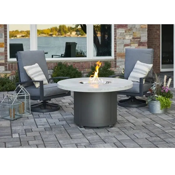 The Outdoor Greatroom | White Onyx Beacon Round Gas Fire Pit Table